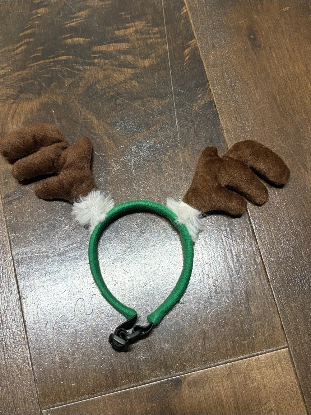 Dog or Cat Reindeer Antler Headband - Brown Antlers, Green Band